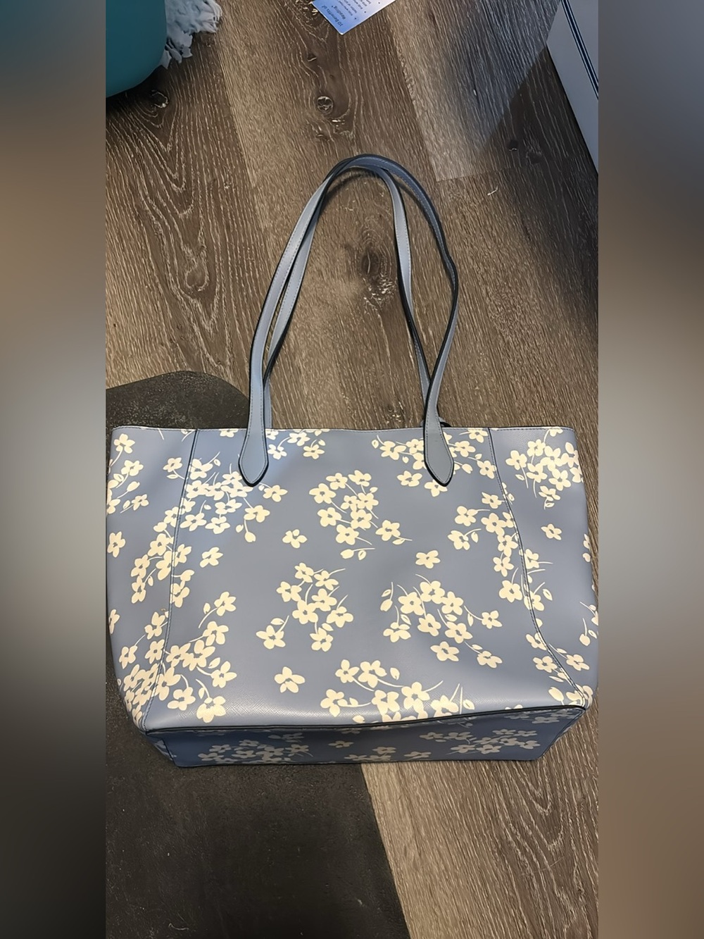 kate spade Blue Floral Tote with Cream Blossoms